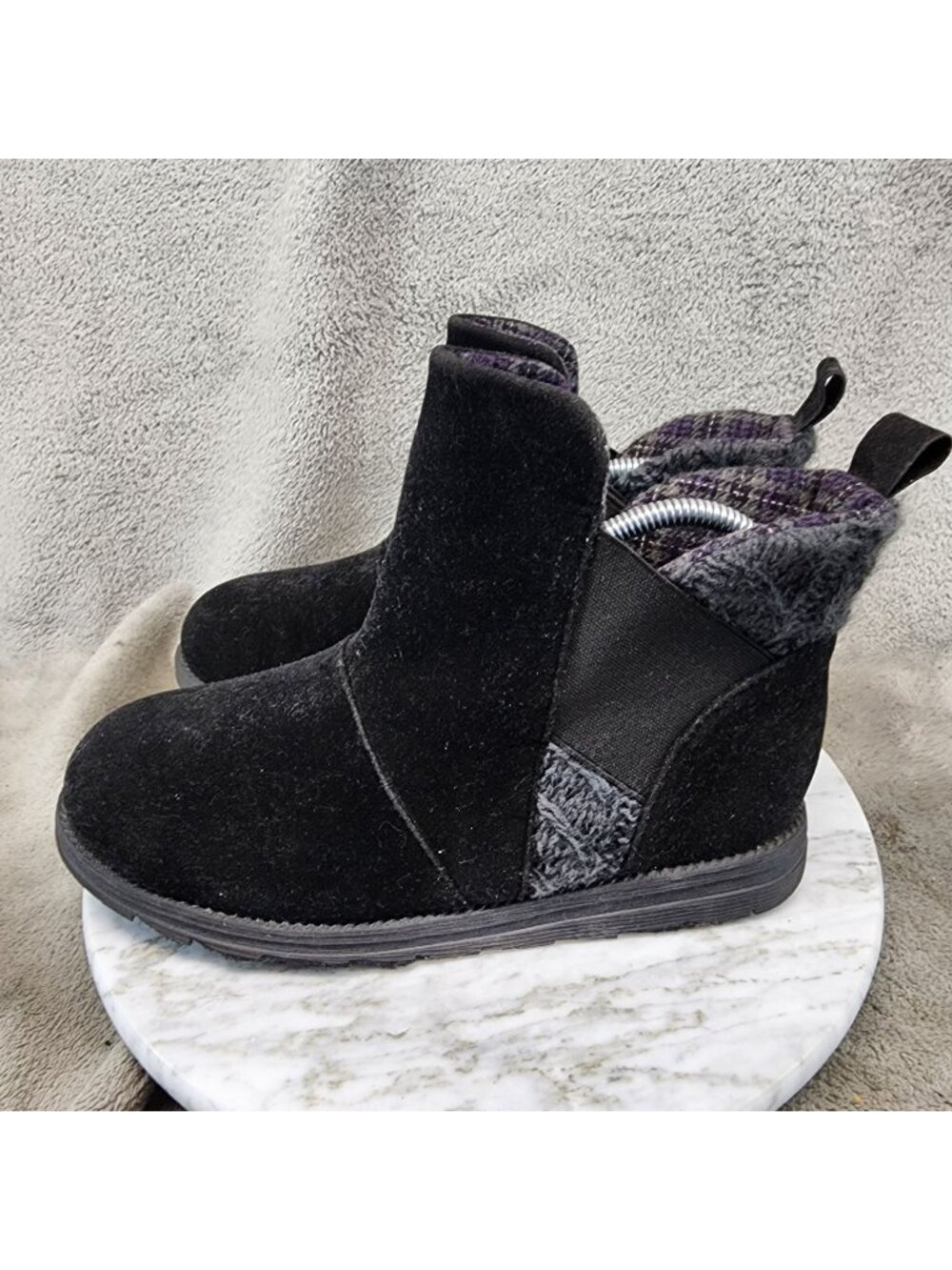Muk Luks Shoes Womens Size 8 Black Faux Suede Ankle Boots *Read*
